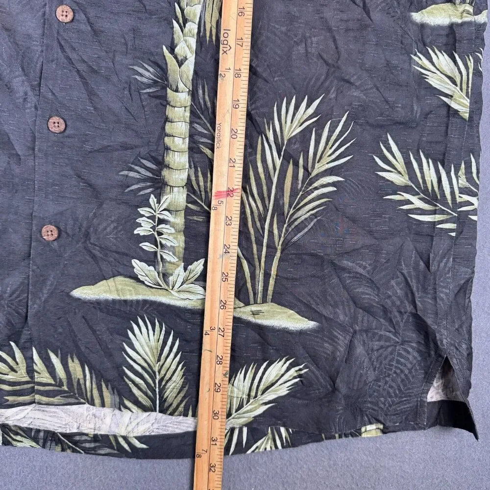 Tommy Bahama Button Up Shirt Men’s XXL Black Palm Beach Hawaiian Silk S/S Camp - Picture 6 of 7